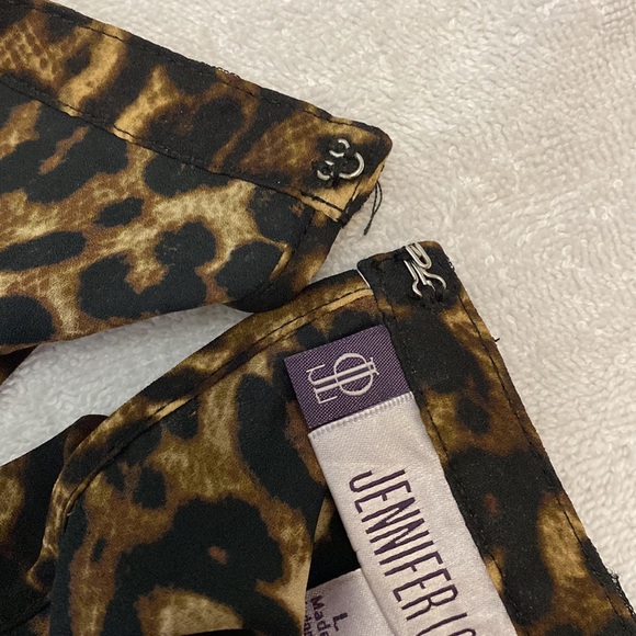 Jennifer Lopez Animal Print High Neck Beaded Sleeveless Blouse Size Large - Picture 5 of 7